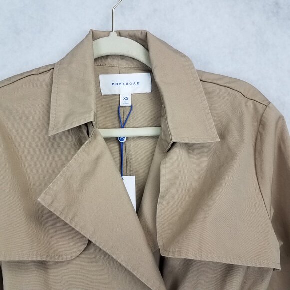 NEW Popsugar Women's XS Trench Coat in Beige / Tan 100% Cotton NWT $80 - Picture 5 of 11